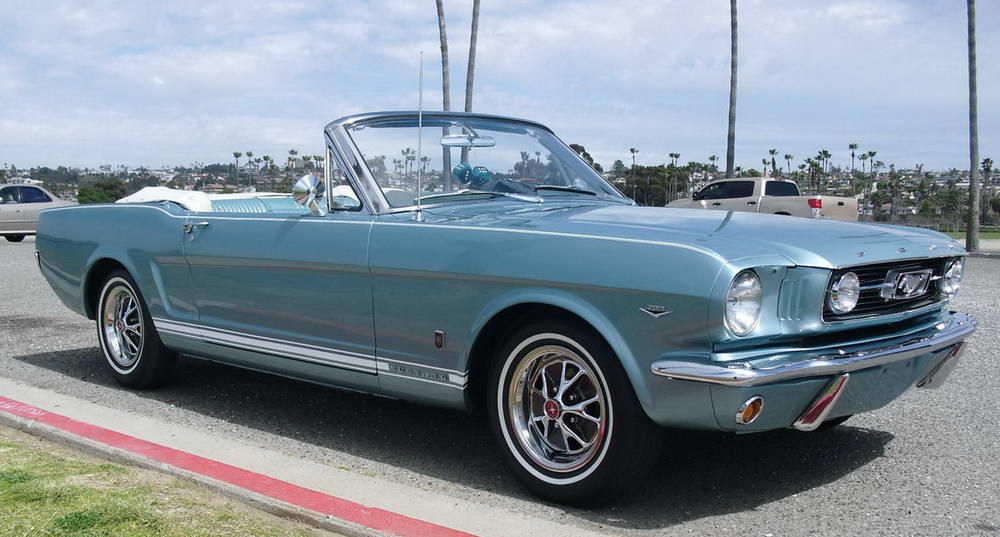 1965 Light blue ford mustang convertible